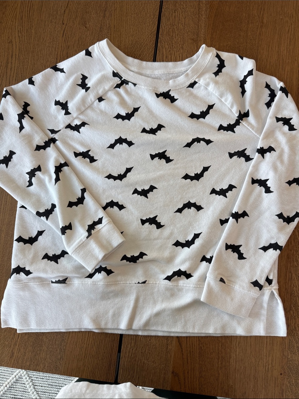 Grayson Threads White Pullover Sweatshirt with Black Bat Print